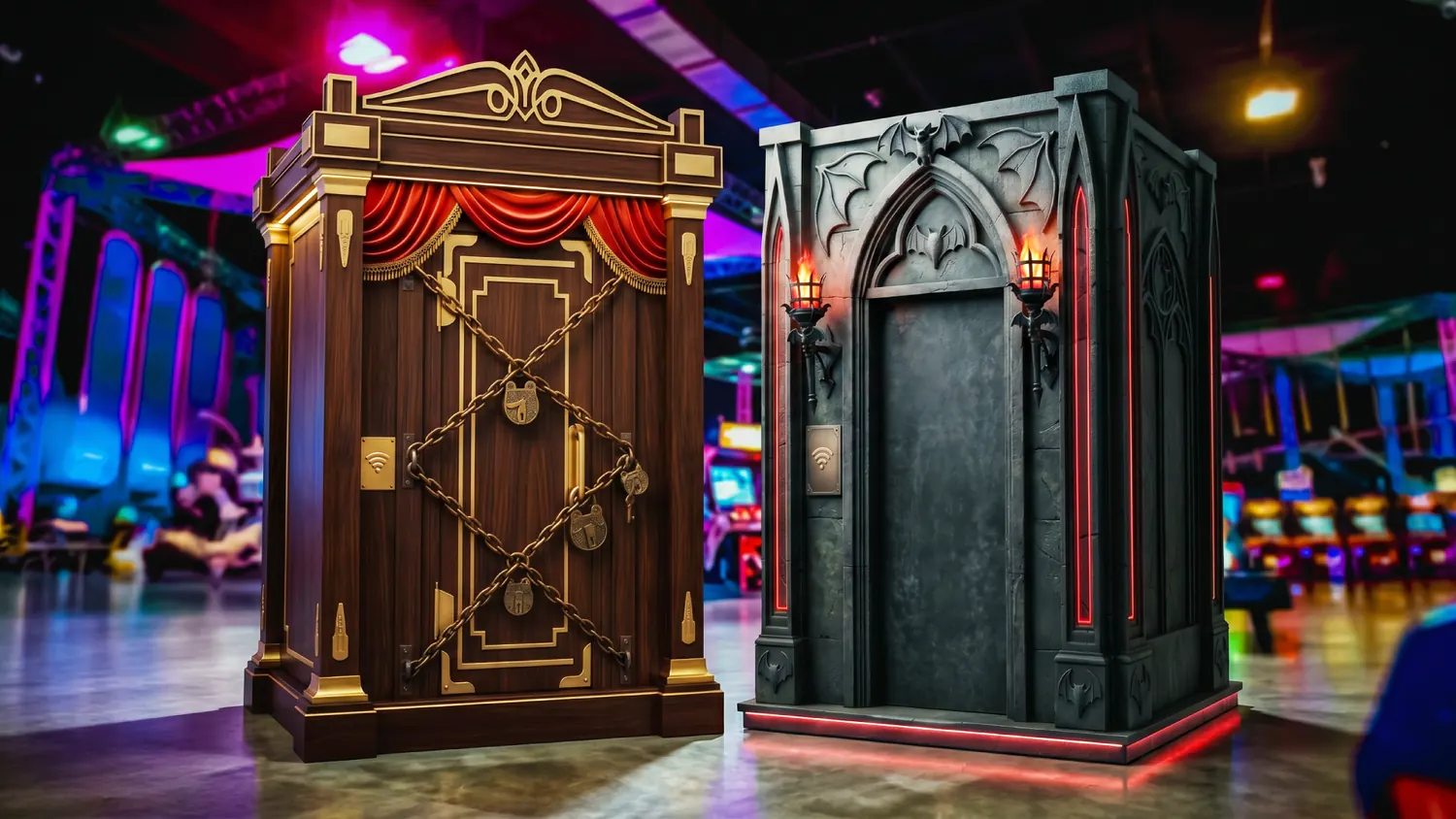 Themed Escape Arcade units installed in a venue