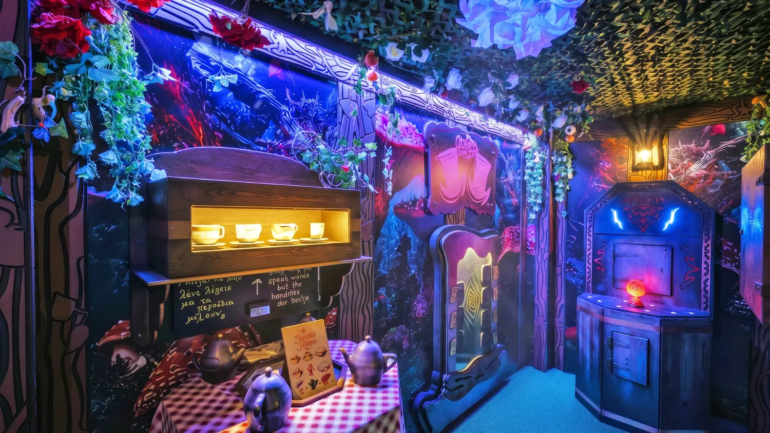 Ornate themed escape room entrances in a MindTrap venue